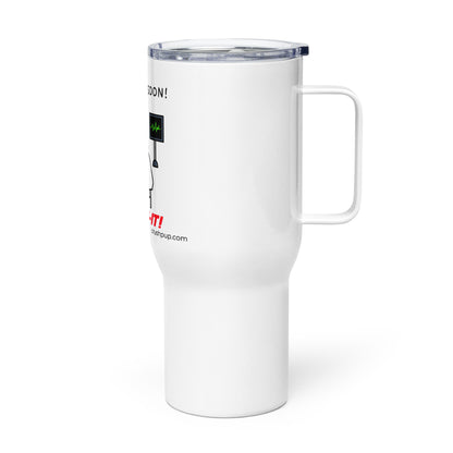 Travel mug with a handle